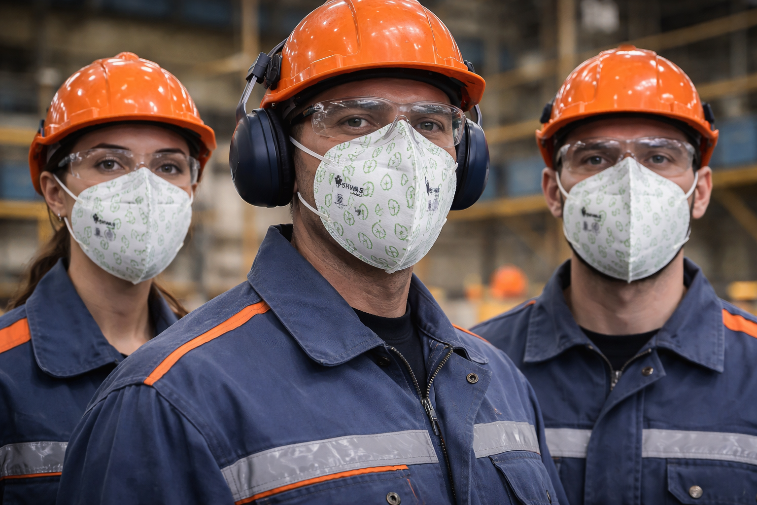 Industrial team in protective gear