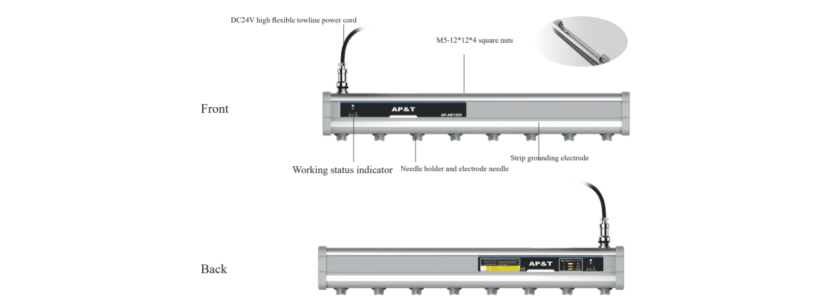 Cấu tạo Thanh ion bar khử tĩnh điện AP-AB1205
