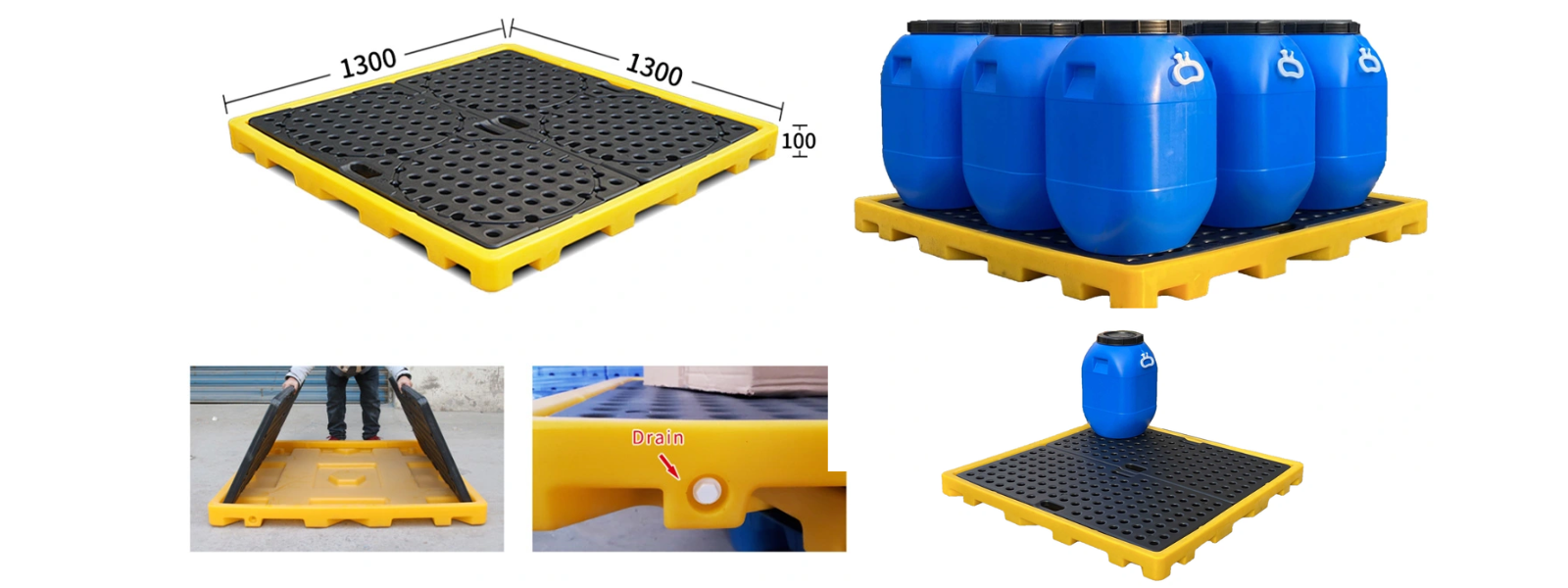 Pallet chống tràn dầu, hóa chất 4 phuy C1
