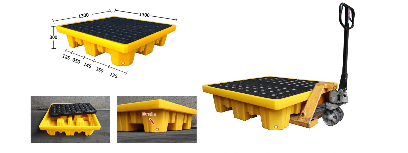 Pallet chống tràn dầu, hóa chất 4 phuy C6