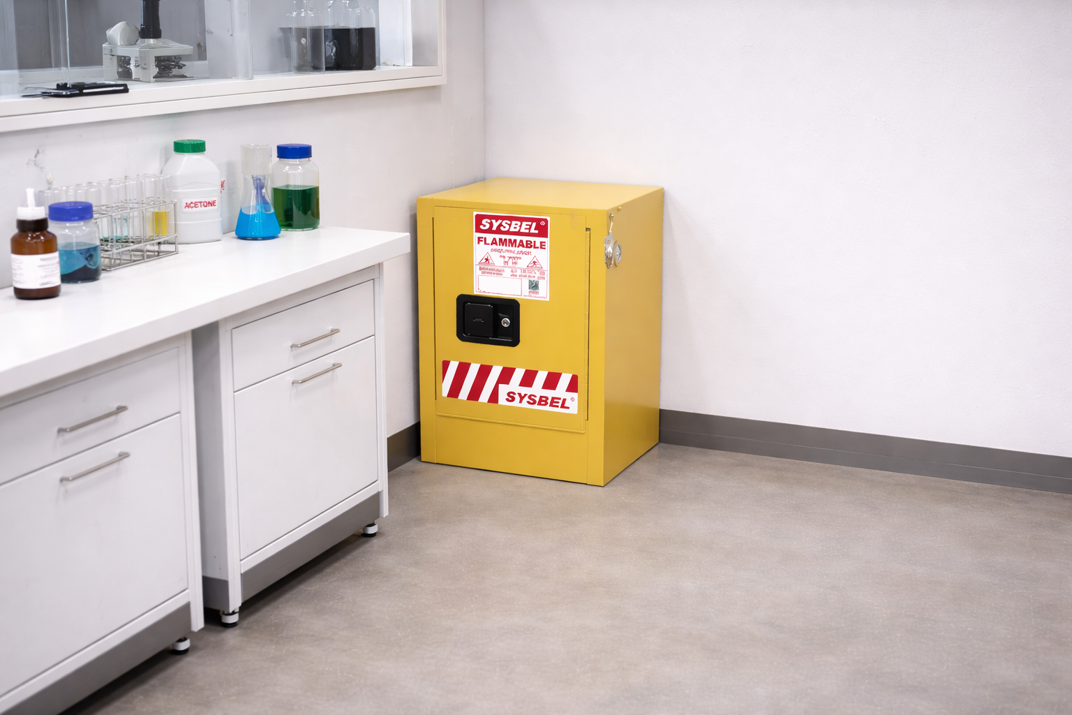 Tủ chứa hóa chất dễ cháy 4 Gallon SYSBEL WA810041 (tự đóng – mini)