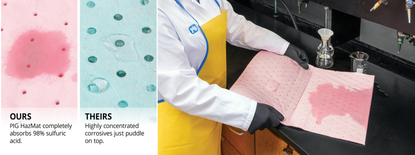 ng dụng Tấm thấm hóa chất NewPig HazMat MAT301
